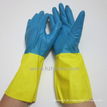 Bi-Color Neopren Handschuhe Chemische Sicherheit Latex Handschuhe Handschuh